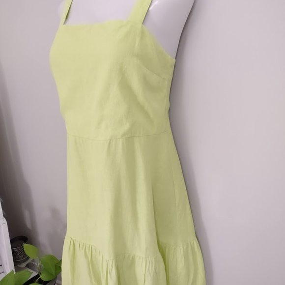 New York & Company Citron Linen Blend Dress Size Large NWT - Picture 5 of 9